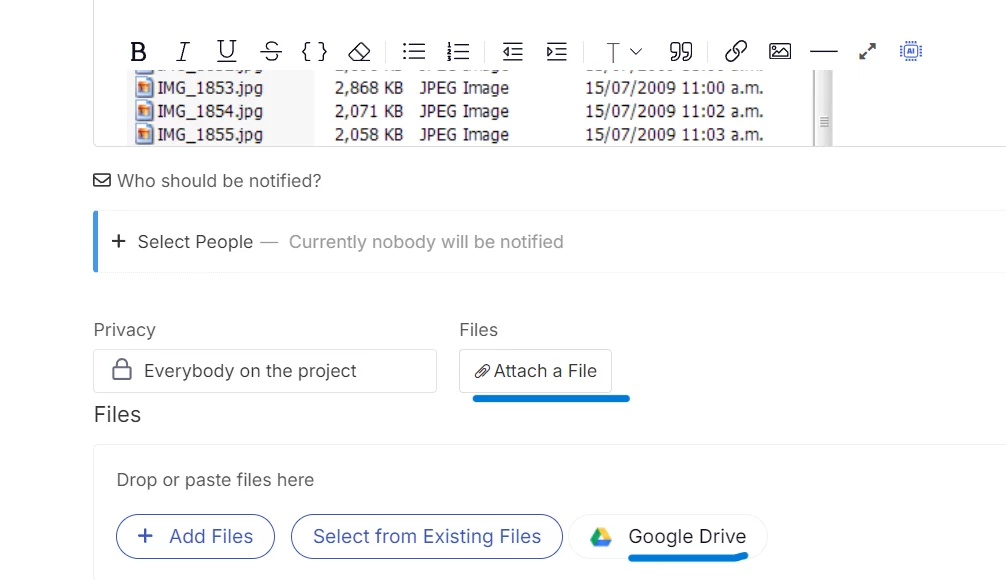 Attach File in Task Comment