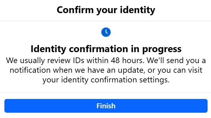 Identity confirmation in progress