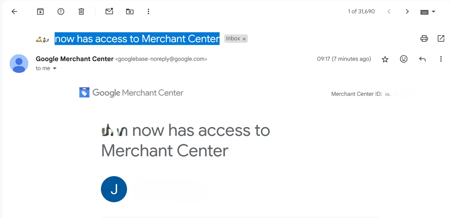Now has access to Merchant Center