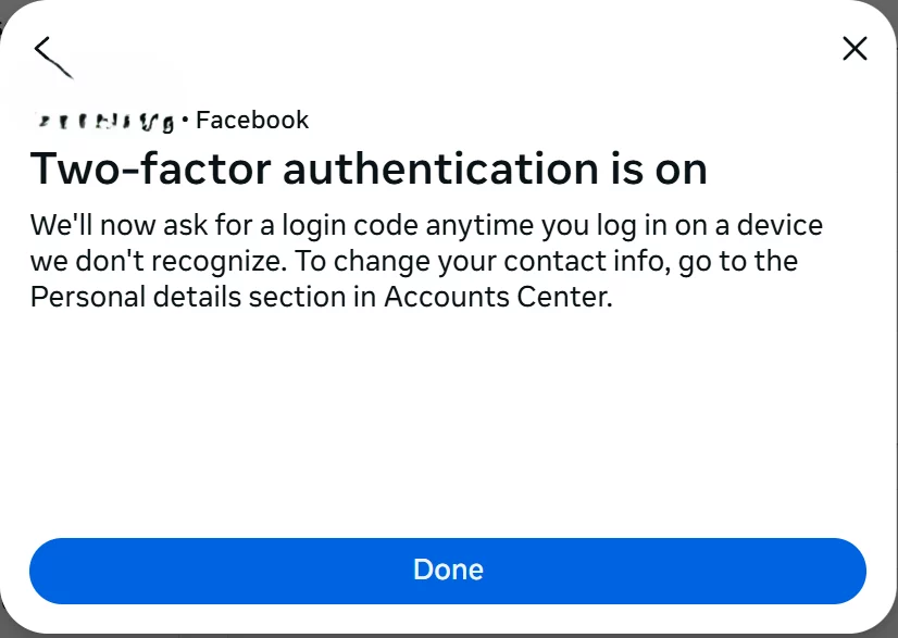 Two factor authentication is on now