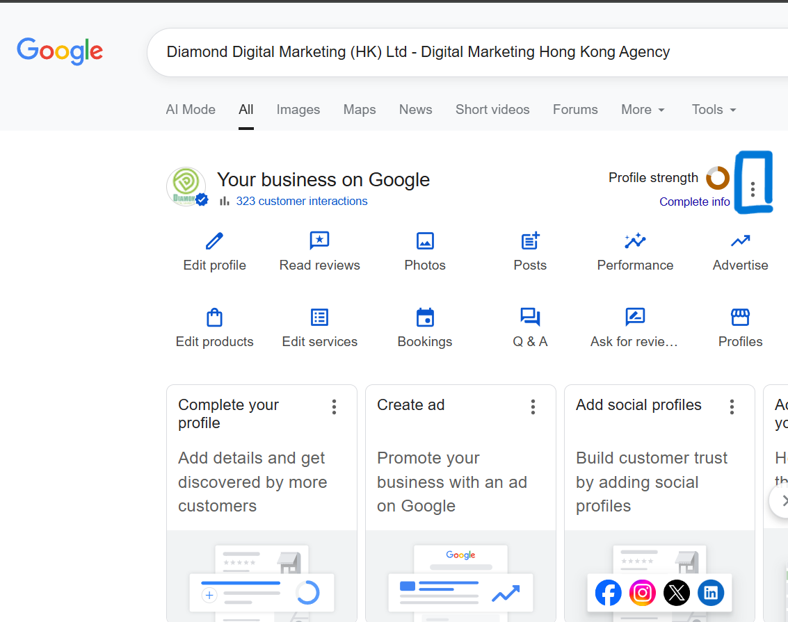 Your business on Google Google Business Profile Manager