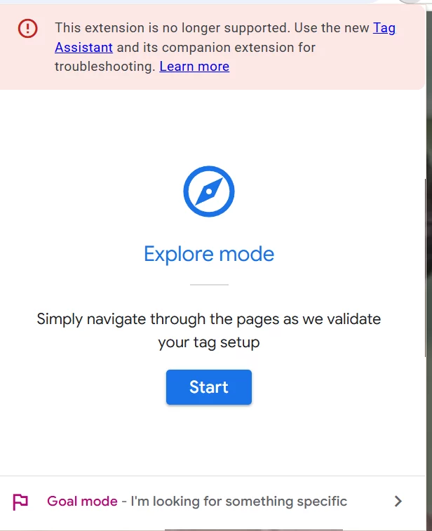 deprecated tag assistant for conversion explorer mode