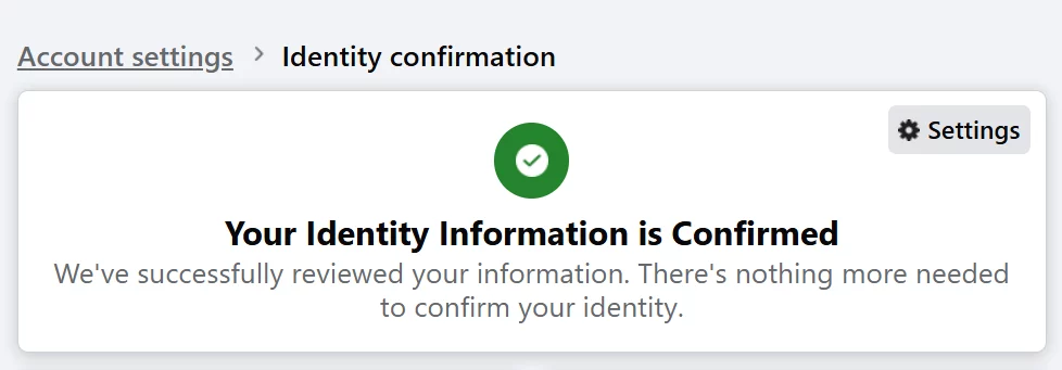 your identity information is confirmed
